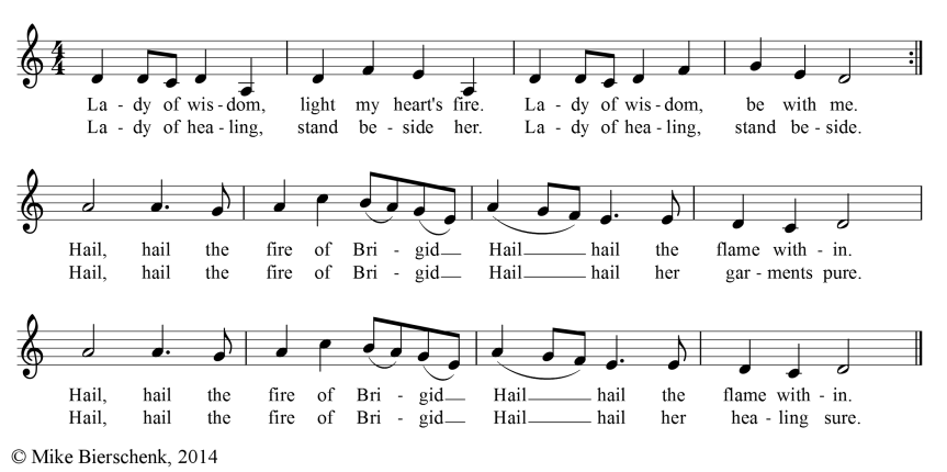 Musical notation of the author's chant